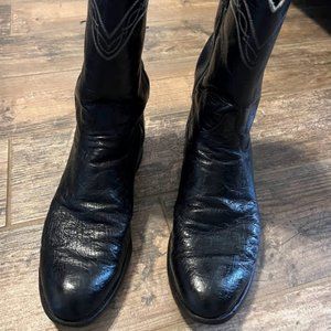 Justin Men's (3172) Exotic Roper Black Smooth Quill Ostrich Boots size 8.5D